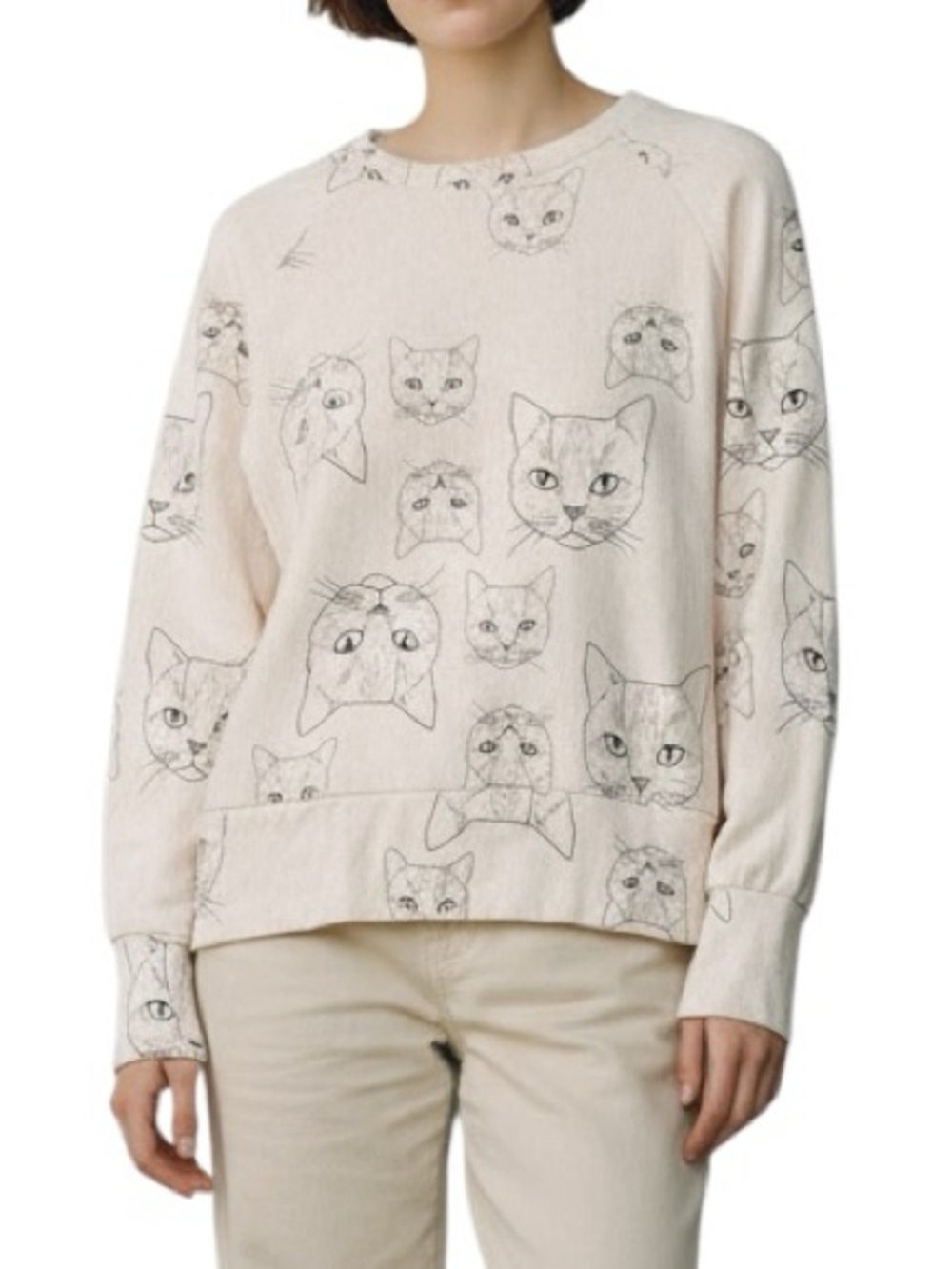 Smoking Lily cat print crew neck sweatshirt size S excellent condition